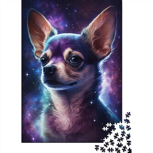 1000-teiliges Galaxy-Puzzle mit Buntem Chihuahua, kreatives rechteckiges Kinderpuzzle für Erwachsene, große Puzzles für das Familienlernspiel, 1000 Stück (75 x 50 cm) von aaaaab