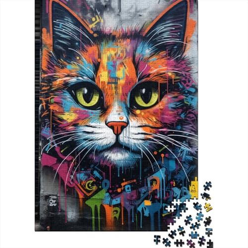 1000-teiliges Graffiti-Kunst-Katzen-Puzzle für Kinder, Erwachsene,großes Puzzle, Spielzeug,pädagogisches, intellektuelles, entspannendes, lustiges Familienspiel, (75 x 50 cm) von aaaaab