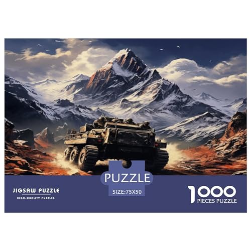 1000-teiliges Halbkettenfahrzeug-Puzzle aus Holz für Erwachsene, Puzzle für Erwachsene und Jugendliche ab 12 Jahren, 1000 Teile (75 x 50 cm) von aaaaab