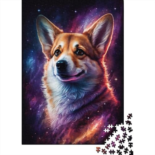 1000-teiliges Kinderpuzzle, Galaxy Art Corgi Jigsaw, kreatives rechteckiges Puzzle, Geschenk für Familienspiel, Freunde, 1000 Stück (75 x 50 cm) von aaaaab