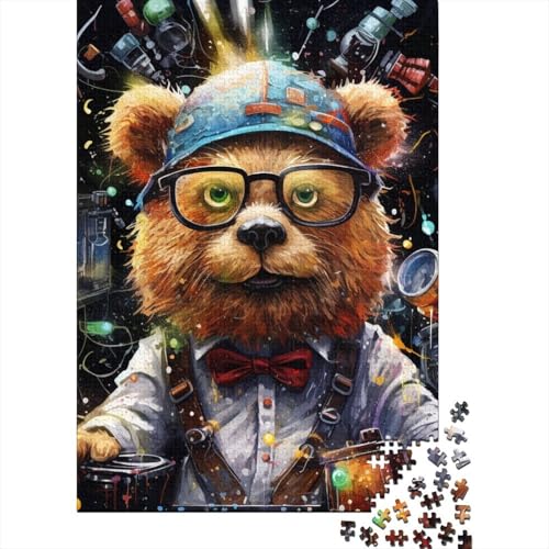 1000-teiliges Kunst-Tier-Bär-Puzzle für Erwachsene, kreatives Holzpuzzle, Teenager-Puzzle, Stressabbau, schwieriges Herausforderungspuzzle für Erwachsene und Teenager, 1000 Stück (75 x 50 cm) von aaaaab