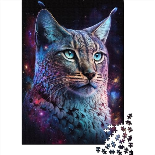 1000-teiliges Luchs-Tier-Galaxie-Puzzle für Kinder, Puzzle für Erwachsene, Puzzle für Heimdekoration, Puzzle-Spielzeug, 1000 Teile (75 x 50 cm) von aaaaab