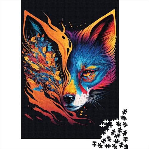 1000-teiliges Neon-Fuchs-Puzzle für Kinder, Puzzle für Erwachsene, Puzzle für Heimdekoration, Puzzle-Spielzeug, 1000 Teile (75 x 50 cm) von aaaaab