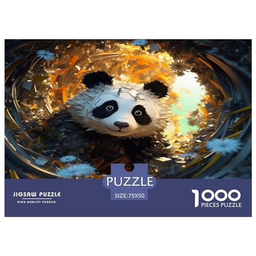 1000-teiliges Panda-Puzzle für Erwachsene, schwierige Puzzles, Holzpuzzles, Denksportaufgaben für Erwachsene, 1000 Teile (75 x 50 cm) von aaaaab