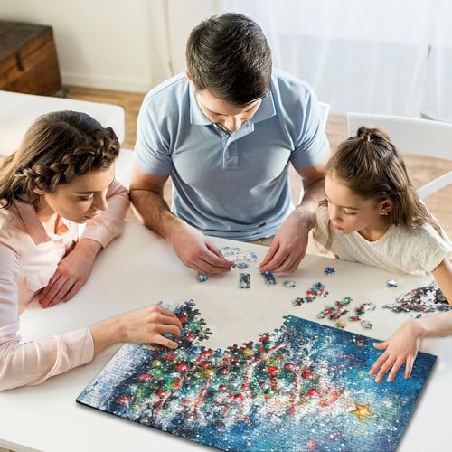 1000-teiliges Puzzle, Ölgemälde, Weihnachtsbaum, kreatives quadratisches Puzzle für Kinder und Holzpuzzle, Spielzeug, Denkspiel, 1000 Teile (75 x 50 cm) von aaaaab