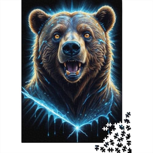 1000-teiliges Puzzle, Tierkunst, Bär, quadratische Puzzles für Erwachsene und Holzpuzzles, Familienaktivität, 1000 Teile (75 x 50 cm) von aaaaab