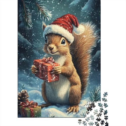 1000-teiliges Puzzle, Weihnachts-Eichhörnchen, kreatives quadratisches Puzzle für Kinder und Holzpuzzle, Spielzeug, Denkspiel, 1000 Teile (75 x 50 cm) von aaaaab