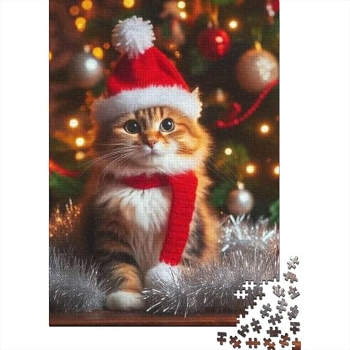 1000-teiliges Puzzle, Weihnachts-Puzzle mit süßer Katze, kreatives quadratisches Puzzle für Kinder und Holzpuzzle, Spielzeug, Denkspiel, 1000 Teile (75 x 50 cm) von aaaaab