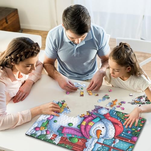 1000-teiliges Puzzle, Weihnachts-Schneemann, kreatives quadratisches Puzzle für Kinder und Holzpuzzle, Spielzeug, Denkspiel, 1000 Teile (75 x 50 cm) von aaaaab