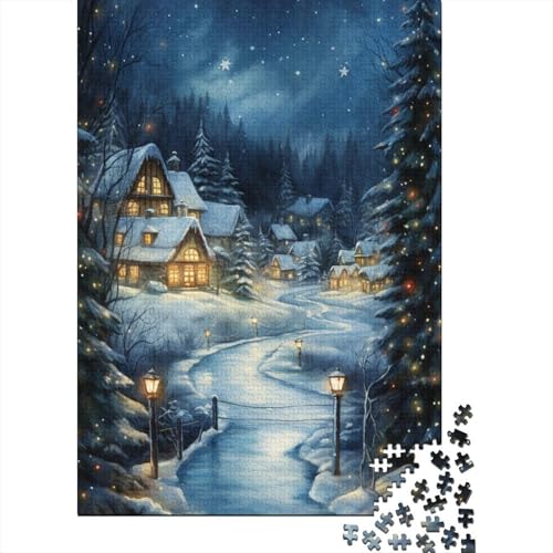 1000-teiliges Puzzle, Weihnachtsaquarellmalerei, kreatives quadratisches Puzzle für Kinder und Holzpuzzle, Spielzeug, Denkspiel, 1000 Teile (75 x 50 cm) von aaaaab