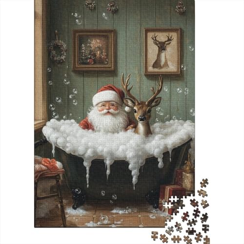 1000-teiliges Puzzle, Weihnachtsmann, kreatives quadratisches Puzzle für Kinder und Holzpuzzle, Spielzeug, Denkspiel, 1000 Teile (75 x 50 cm) von aaaaab