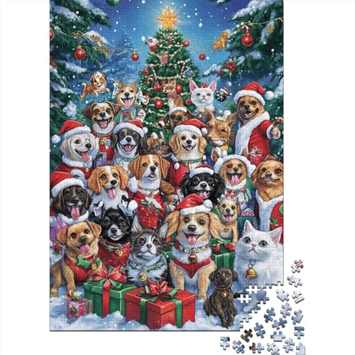 1000-teiliges Puzzle, Weihnachtswelpen-Puzzle für Kinder, Holzpuzzle, Lernspiel für Erwachsene, 1000 Teile (75 x 50 cm) von aaaaab