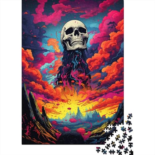 1000-teiliges Puzzle, farbenfroher künstlerischer Totenkopf, kreatives quadratisches Puzzle für Erwachsene und Holzpuzzle, Spielzeug, Denkspiel, 1000 Teile (75 x 50 cm) von aaaaab