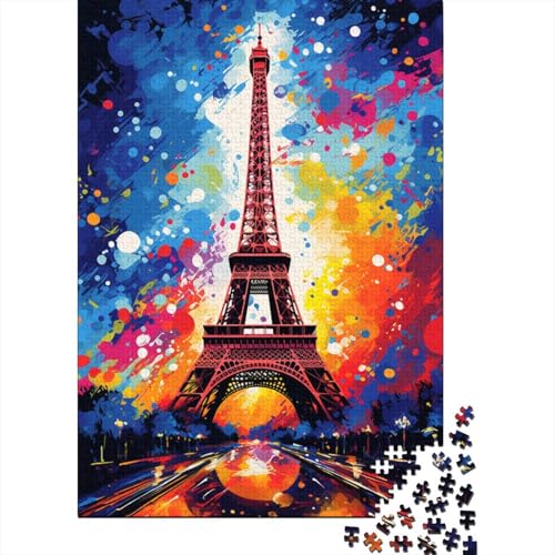 1000-teiliges Puzzle, farbenfrohes künstlerisches Eiffelturm-Quadrat-Puzzle für Erwachsene, Holzpuzzle, Familienunterhaltungsspielzeug, 1000 Teile (75 x 50 cm) von aaaaab