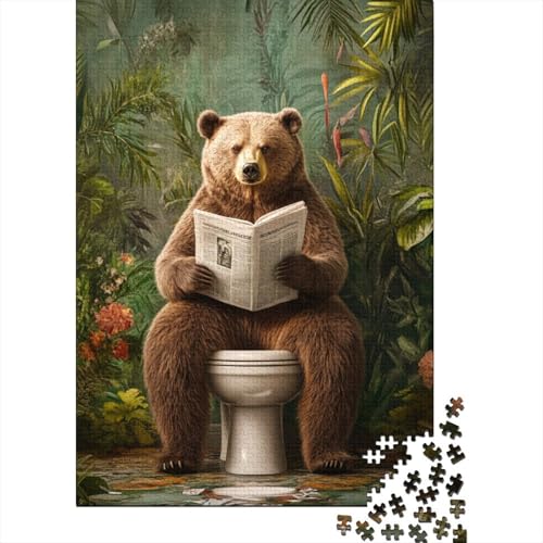 1000-teiliges Puzzle „Art Bear“, quadratisches Puzzle für Kinder, Holzpuzzle, Lernspielzeug, 1000 Teile (75 x 50 cm) von aaaaab