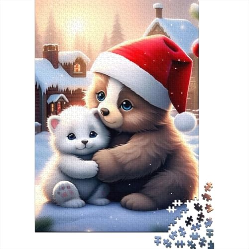 1000-teiliges Puzzle „Frohe Weihnachten“, Puzzles für Holzpuzzles, Lernspiel für Erwachsene, 1000 Teile (75 x 50 cm) von aaaaab