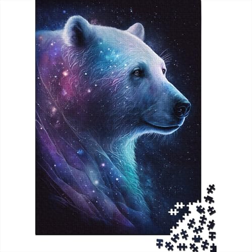 1000-teiliges Puzzle „Weltraum-Galaxie-Eisbär“, kreatives rechteckiges Kinderpuzzle für Erwachsene, große Puzzles für Familienlernspiele, 1000 Stück (75 x 50 cm) von aaaaab