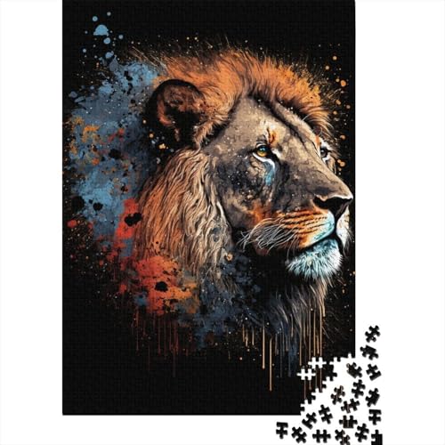 1000-teiliges Puzzle Art Neon Lion Puzzles für Kinder Holzspiele Puzzle Challenge Spielzeug Weihnachts- und Geburtstagsgeschenke 1000 Stück (75 x 50 cm) von aaaaab