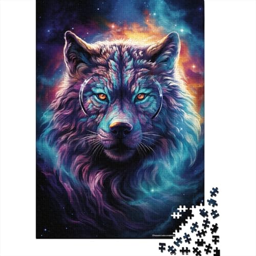 1000-teiliges Puzzle Art Wolf Puzzle Quadratisches Puzzle für Kinder und Teenager, Holzpuzzle Familienpuzzlespiel 1000 Teile (75 x 50 cm) von aaaaab