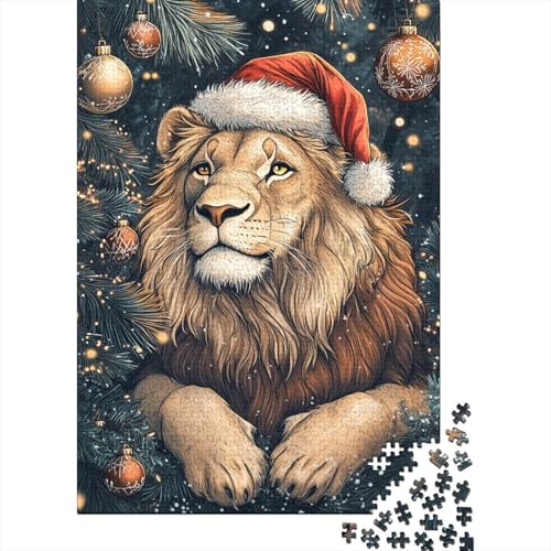 1000-teiliges Puzzle Weihnachtslöwe für Kinder, Holzpuzzle, Lernspielzeug, 1000 Teile (75 x 50 cm) von aaaaab