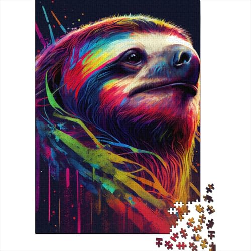 1000-teiliges Puzzle für Erwachsene, Faultier, buntes Tier, 1000 Puzzles für Teenager, Geschenk-Puzzles, Entspannungspuzzles, Teenager-Puzzle, 1000-teilig (75 x 50 cm) von aaaaab