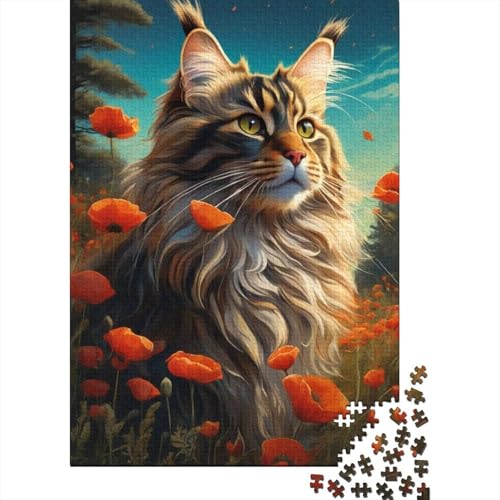 1000-teiliges Puzzle für Erwachsene, Kunst, Tier, Katze, Puzzle für Erwachsene und Holzpuzzle, Heimdekoration, 1000 Stück (75 x 50 cm) von aaaaab