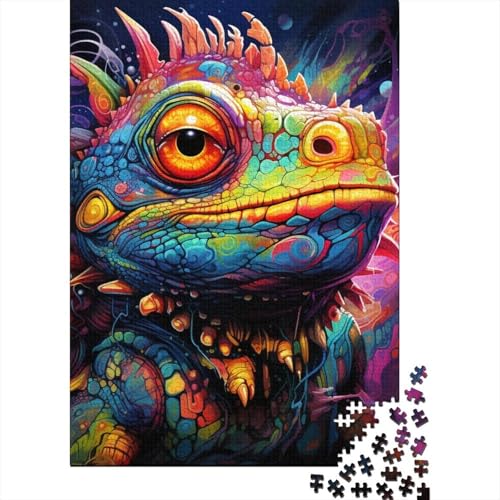 1000-teiliges Puzzle für Erwachsene, Kunst-Chamäleon-Puzzle, Teenager-Puzzle, Familien-Puzzlespiel zum Stressabbau, schwieriges Herausforderungspuzzle für Erwachsene, 1000 Teile (75 x 50 cm) von aaaaab