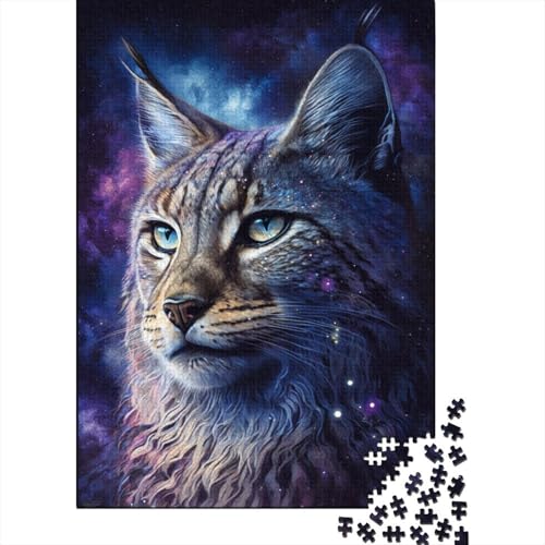 1000-teiliges Puzzle für Erwachsene, Luchs, Tier-Galaxie-Puzzle, Dekompressionsspielzeug, Heimpuzzle, Spielpuzzle, interessante Geschenke, 1000 Stück (75 x 50 cm) von aaaaab