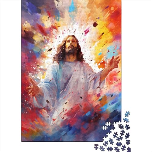 1000-teiliges Puzzle für Erwachsene, farbenfrohe Kunst, Jesus, quadratische Puzzles für Kinder und Holzpuzzle, Lernspiel, 1000 Teile (75 x 50 cm) von aaaaab