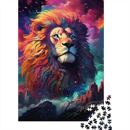 1000-teiliges Puzzle für Erwachsene, farbenfrohes künstlerisches Löwen-Puzzle für Erwachsene, Holzpuzzle, pädagogisches Stressabbau-Spielzeug, Puzzle 1000 Teile (75 x 50 cm) von aaaaab