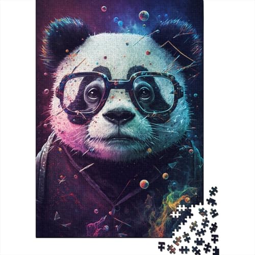 1000-teiliges Puzzle für Erwachsene, kosmischer Panda mit Brille, Puzzle für Erwachsene und Kinder, Familienunterhaltungsspielzeug, 1000 Stück (75 x 50 cm) von aaaaab