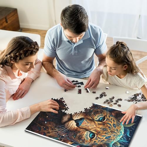 1000-teiliges Puzzle für Erwachsene und Jugendliche, Kunst, Tier-Leoparden-Puzzle, Holzpuzzle, Lernspielzeug, Familienspiele, 1000 Teile (75 x 50 cm) von aaaaab