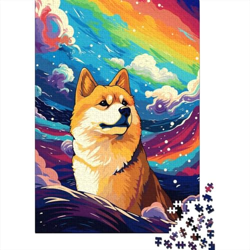 1000-teiliges Puzzle für Kinder, 1000-teiliges Puzzle, 1000-teiliges Puzzle, farbenfrohe Kunst, Corgi, 1000-teiliges Puzzlespiel, Geschenk für Kinder (75 x 50 cm) von aaaaab