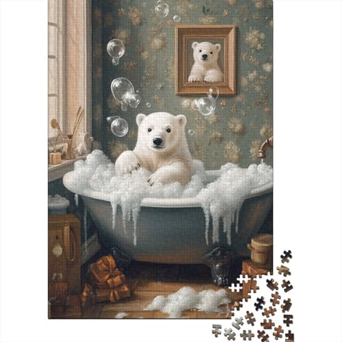 1000-teiliges Puzzle für Kinder, Eisbär-Puzzle für Kinder, Holzpuzzle, pädagogisches Stressabbau-Spielzeug, Puzzle 1000 Teile (75 x 50 cm) von aaaaab