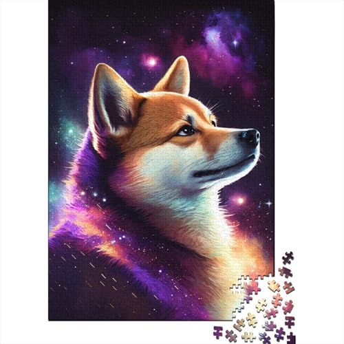 1000-teiliges Puzzle für Kinder, Galaxy Shiba Inu, Puzzle-Spielzeug, Holzpuzzle, Herausforderungsspielzeug, Familienaktivitäten, 1000 Stück (75 x 50 cm) von aaaaab