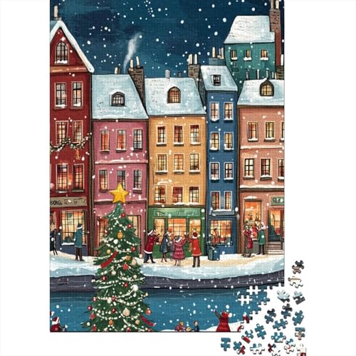 1000-teiliges Puzzle für Kinder, Weihnachts-Stadtplatz-Puzzles für Kinder, Holzpuzzles, Spielzeug, Wanddekoration, 1000 Stück (75 x 50 cm) von aaaaab