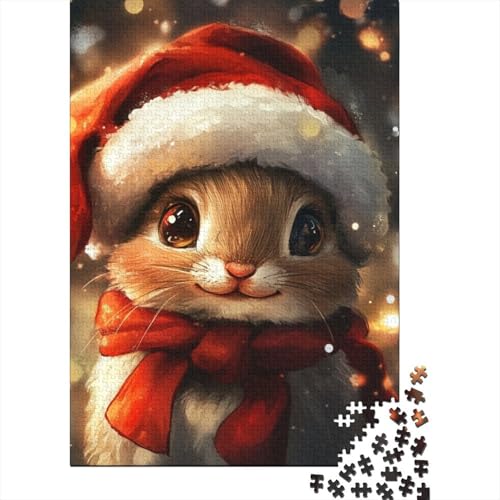 1000-teiliges Puzzle für Kinder, Weihnachtshasen-Puzzle für Kinder, Holzpuzzle, pädagogisches Stressabbau-Spielzeug, Puzzle 1000 Teile (75 x 50 cm) von aaaaab