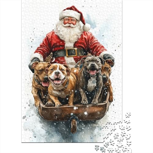 1000-teiliges Puzzle für Kinder, Weihnachtsmann-Aquarell, kreatives quadratisches Puzzle für Kinder und Holzpuzzle, Lernspiel für Erwachsene, 1000 Teile (75 x 50 cm) von aaaaab