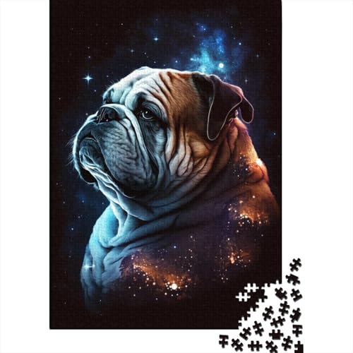 1000-teiliges Puzzle für Kinder, Weltraum-Farb-Bulldogge, Puzzle-Spielzeug, Holzpuzzle, Herausforderungsspielzeug, Familienaktivitäten, 1000 Stück (75 x 50 cm) von aaaaab