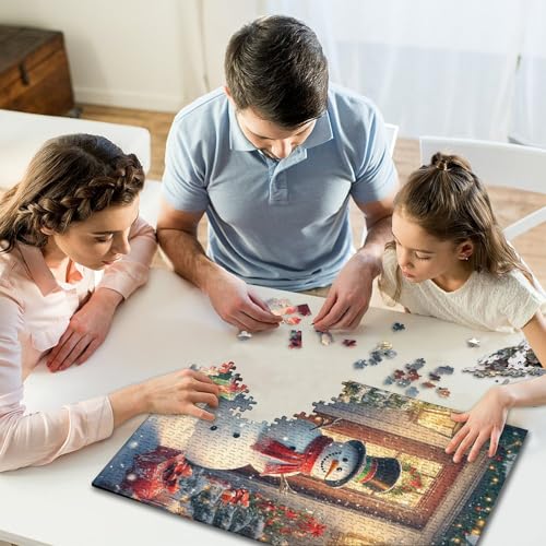 1000-teiliges Puzzle für Kinder, künstlerisches Weihnachts-Schneemann-Puzzle für Kinder, Holzpuzzle, pädagogisches Stressabbau-Spielzeug, Puzzle 1000 Teile (75 x 50 cm) von aaaaab