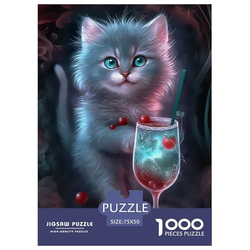 1000-teiliges Puzzle mit Katzenmotiv, für Erwachsene und Teenager, Lernspiele für zu Hause, DIY-Spielzeug, 1000 Stück (75 x 50 cm) von aaaaab