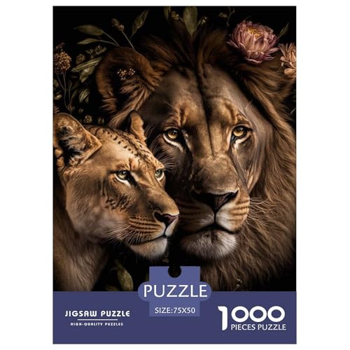 1000-teiliges Puzzle mit Tierkunst und Löwenmotiv für Erwachsene, Puzzle, Erwachsenen-Puzzle, Heimdekoration, Puzzle-Spielzeug, 1000 Stück (75 x 50 cm) von aaaaab