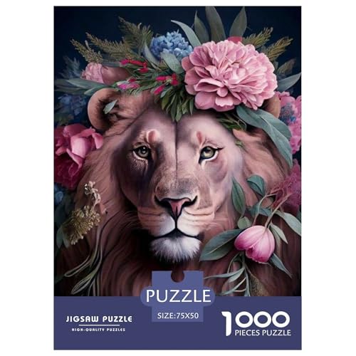 1000-teiliges Puzzle mit Tierkunst und Löwenmotiv für Erwachsene, Puzzle, Erwachsenen-Puzzle, Heimdekoration, Puzzle-Spielzeug, 1000 Stück (75 x 50 cm) von aaaaab