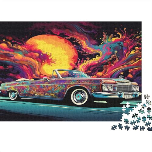 1000-teiliges Puzzle mit farbenfrohen Cabrio-Autos für Erwachsene Teenager, Holzpuzzles, Puzzles für Erwachsene, Lernspiel, Herausforderungsspielzeug, 1000 Stück (75 x 50 cm) von aaaaab