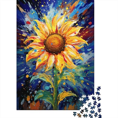 1000-teiliges Puzzle mit farbenfrohen Sonnenblumen-Motiven für Erwachsene und Teenager, Lernspiele für zu Hause, DIY-Spielzeug, 1000 Stück (75 x 50 cm) von aaaaab