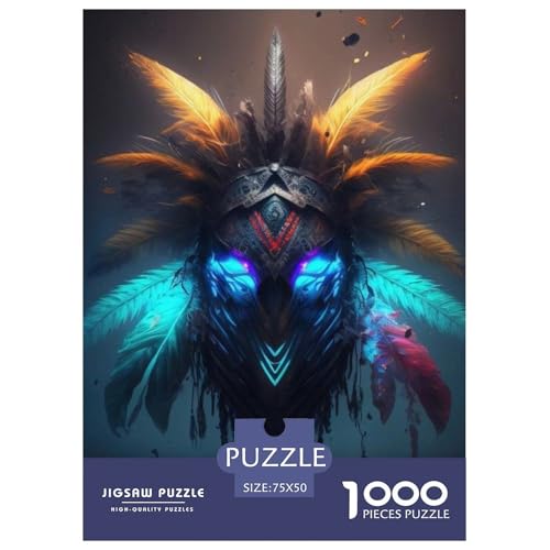 1000-teiliges Puzzle mit künstlerischen Masken für Erwachsene, Holzpuzzle, Puzzle für Erwachsene, 1000 Teile (75 x 50 cm) von aaaaab