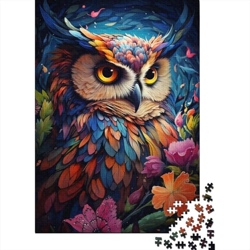 1000-teiliges Puzzle zum Malen und Ausmalen von Tieren und Eulen, Lernspiel, 1000-teiliges Holzpuzzle als Geburtstags (75 x 50 cm) von aaaaab