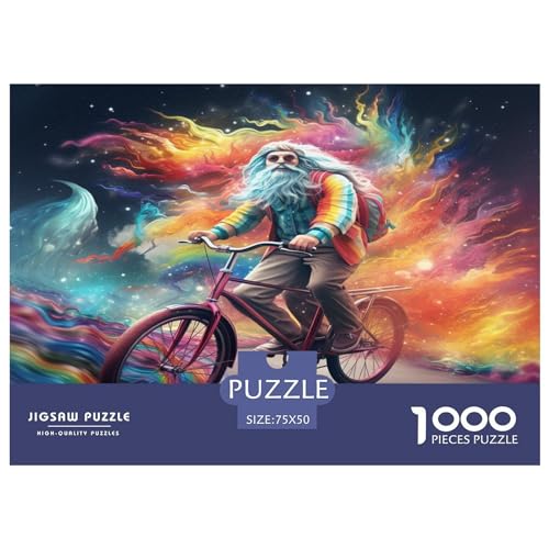 1000-teiliges Puzzle zum Thema Fahrradfahren für Erwachsene, Puzzle 1000-teiliges Puzzle für Erwachsene und Jugendliche, 1000 Teile (75 x 50 cm) von aaaaab