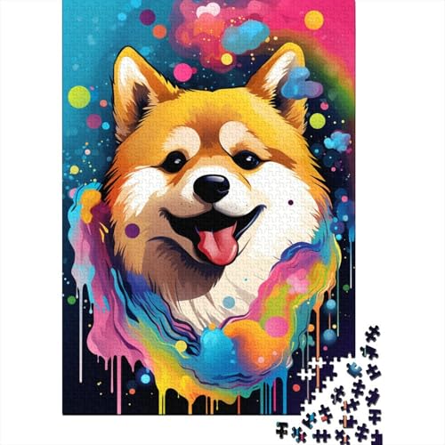 1000-teiliges farbenfrohes Corgi-Kunstpuzzle für Kinder, 1000-teiliges kreatives, schwieriges Puzzlespiel aus Holz zum Stressabbau, f1000pcs (75 x 50 cm) von aaaaab