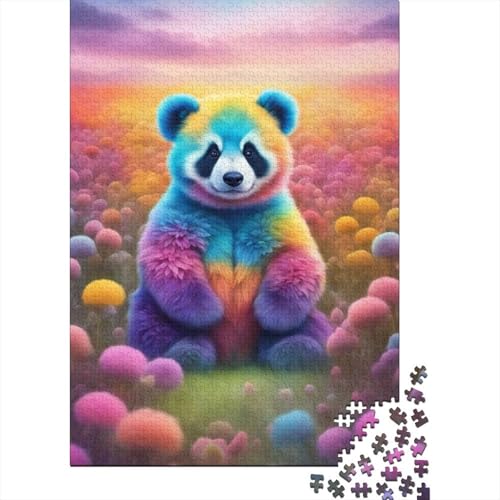 1000-teiliges farbenfrohes Panda-Kunst-Puzzle für Erwachsene und Teenager, Lernspiele für zu Hause, DIY-Spielzeug, 1000 Stück (75 x 50 cm) von aaaaab